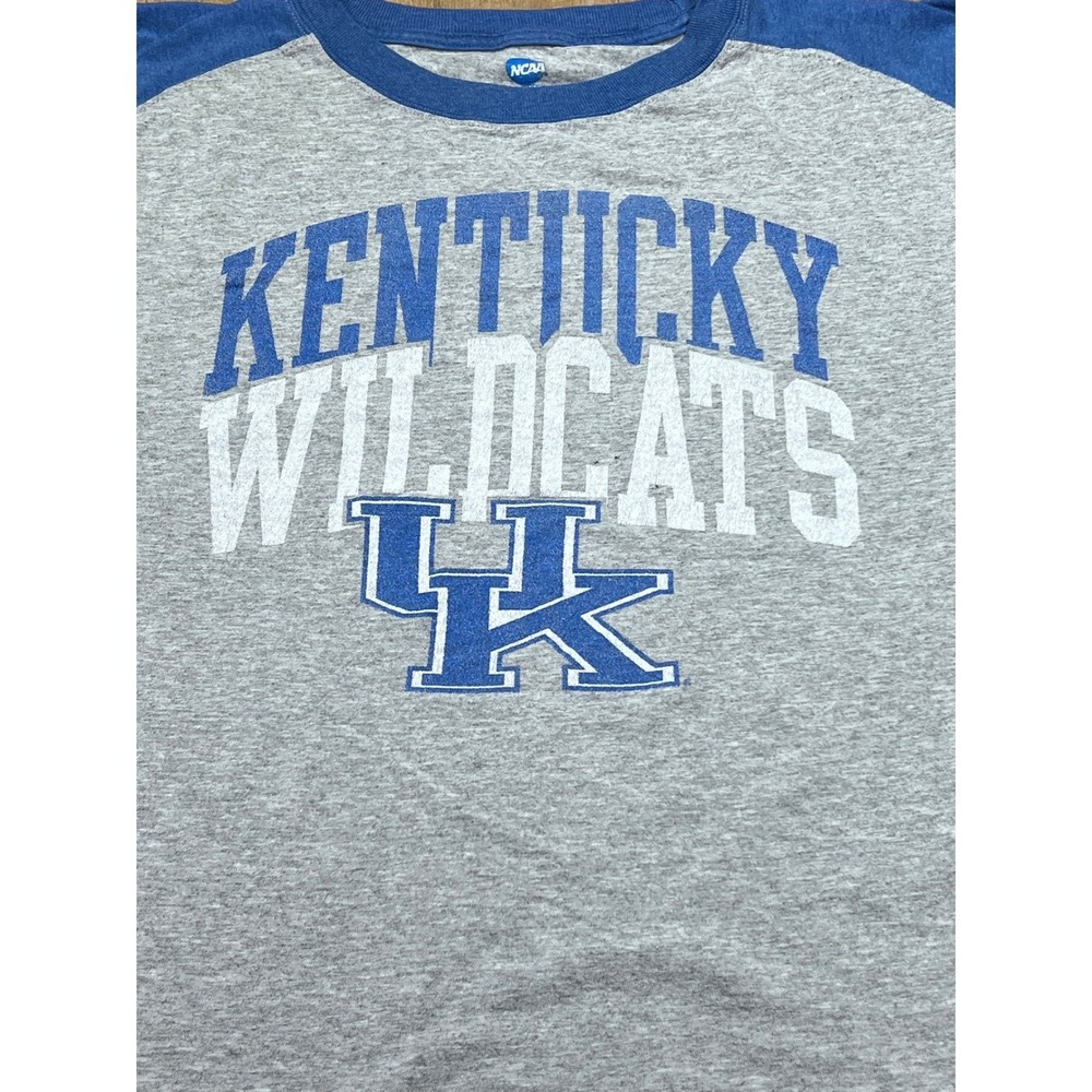 NCAA Kentucky Wildcats Raglan T-Shirt Gray Blue Mens XL KA Inc Graphic Tee